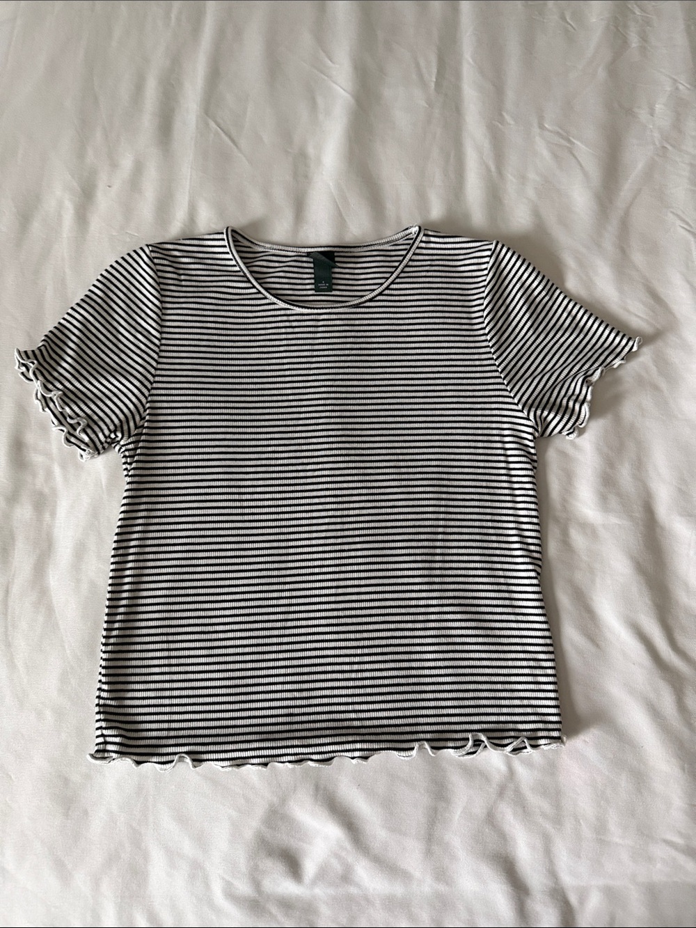 Target Black & White Striped Ruffle Sleeve Tee